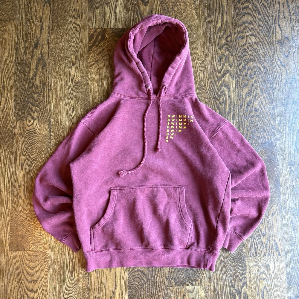 Mac Miller Swimming Wave Hoodie Maroon Burgundy Sweatshirt Music Wave Small